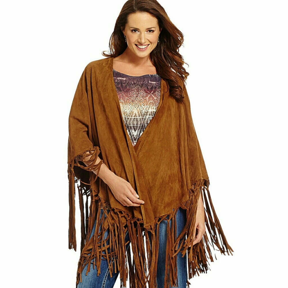 Western Suede Cape REBA Fringe Leather Cowgirl